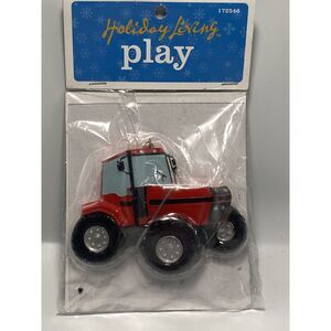 Lowe's Tractor Ornaments Hanging Holiday‎ living play model # W0302 Red
